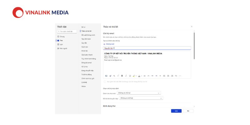 Tạo chữ ký email trên Outlook 4